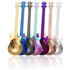 Food Grade Creative Stainless Steel Colorful Guitar Shaped Tea Coffee Ice Cream Spoon