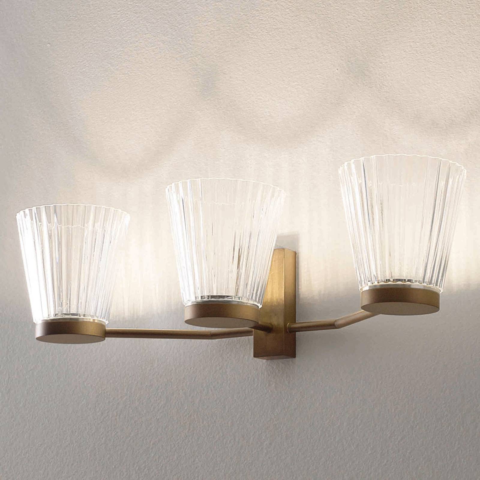ICONE LED væglampe Canaletto, Bronze/messing, Stue/spisestue, Glas, Design