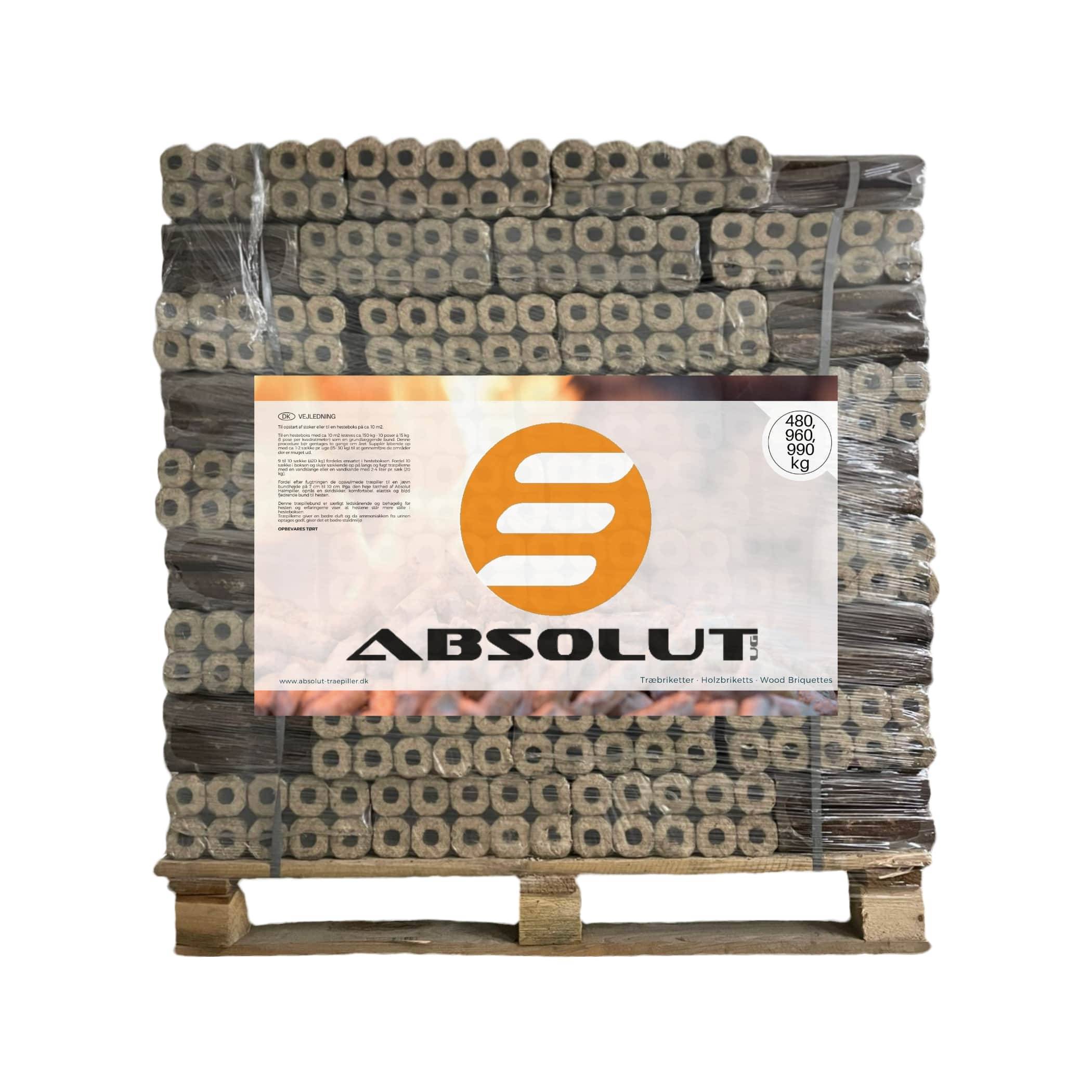 Absolut Træbriketter PiniKay 1 palle (480 kg).