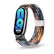 MiRowy Armband för Xiaomi Smart Band 9/Xiaomi Smart Band 8, lättviktigt, andningsbart ersättningsband, justerbart nylonflätat elastiskt armband för Xiaomi Smart Band 9/Xiaomi Smart Band 8 - färg jeans