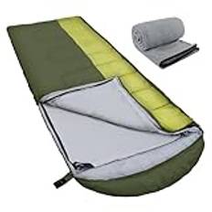 WKFAMOUT XL sovsäck utomhus med fleecefoder sovsäckar vuxna maskintvättbar vinter filt sovsäck med kompressionspåse för 4 årstider camping vandring oliv