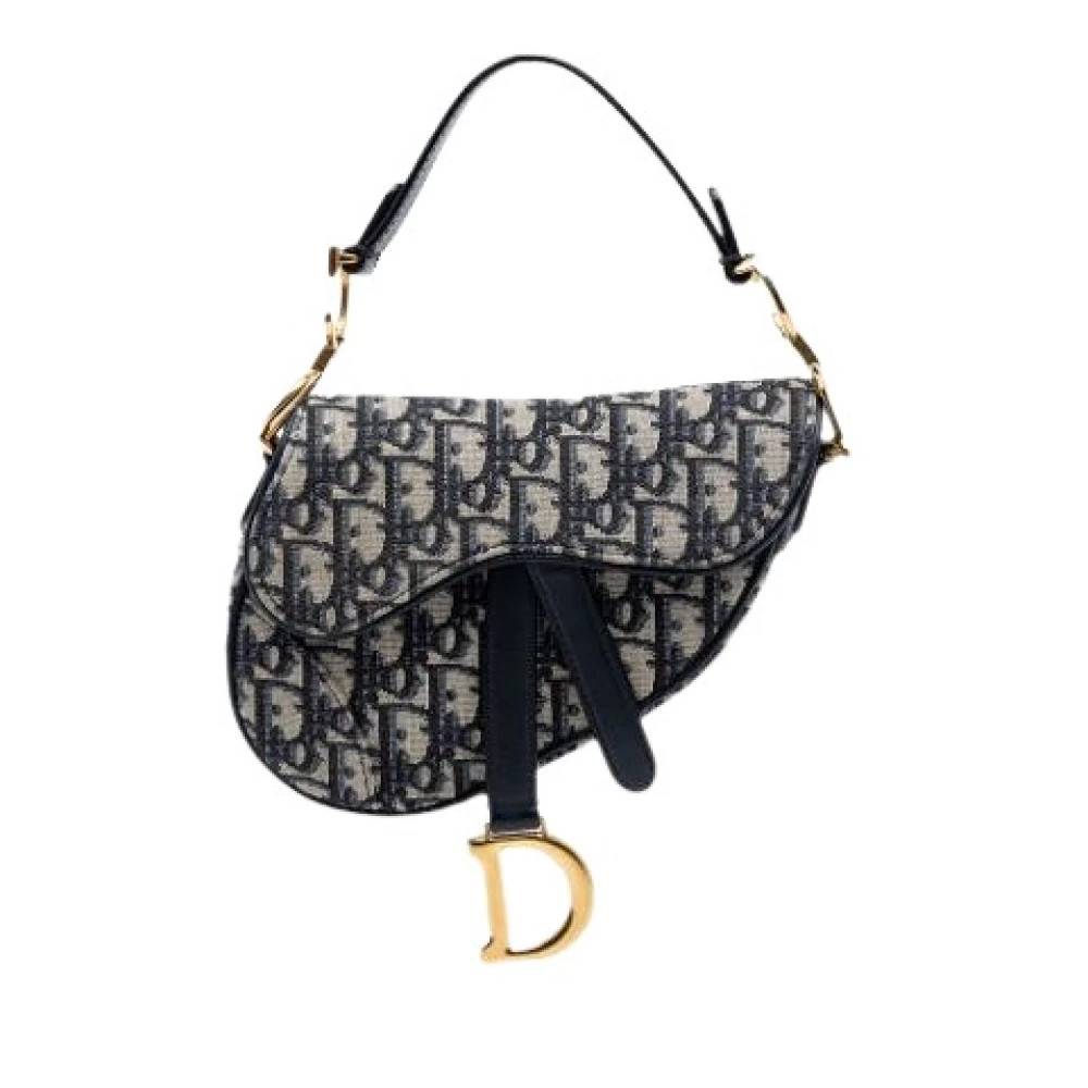 Dior Vintage Pre-owned Saddle Bag - Vintage - Dame - Blå - ONE SIZE - Uld