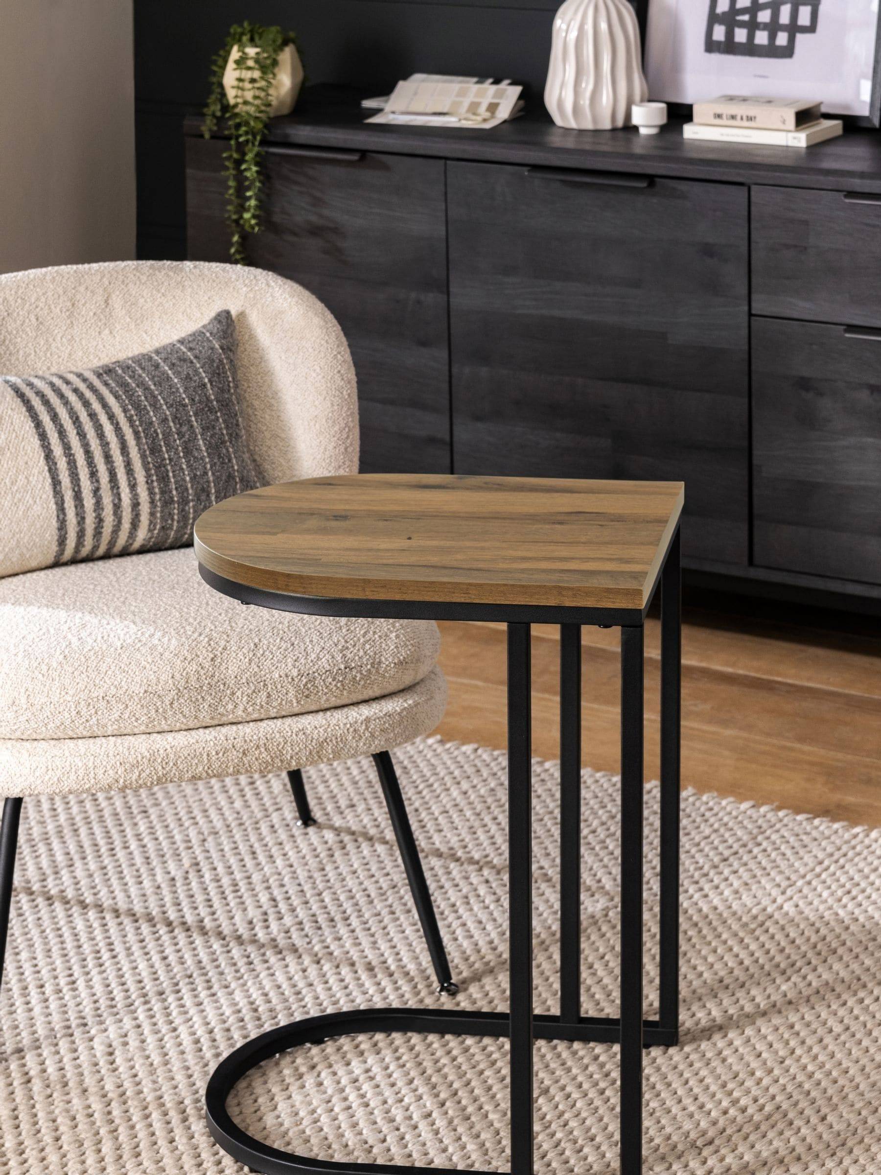 Next Dark Bronx Oak Effect Laptop Side Table