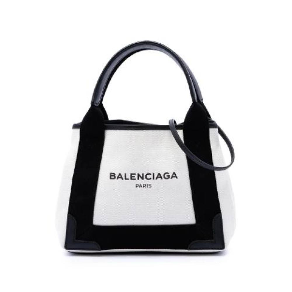 Balenciaga Vintage Pre-owned Navy Cabas XS - Vintage - Dame - Hvid - ONE SIZE - Uld