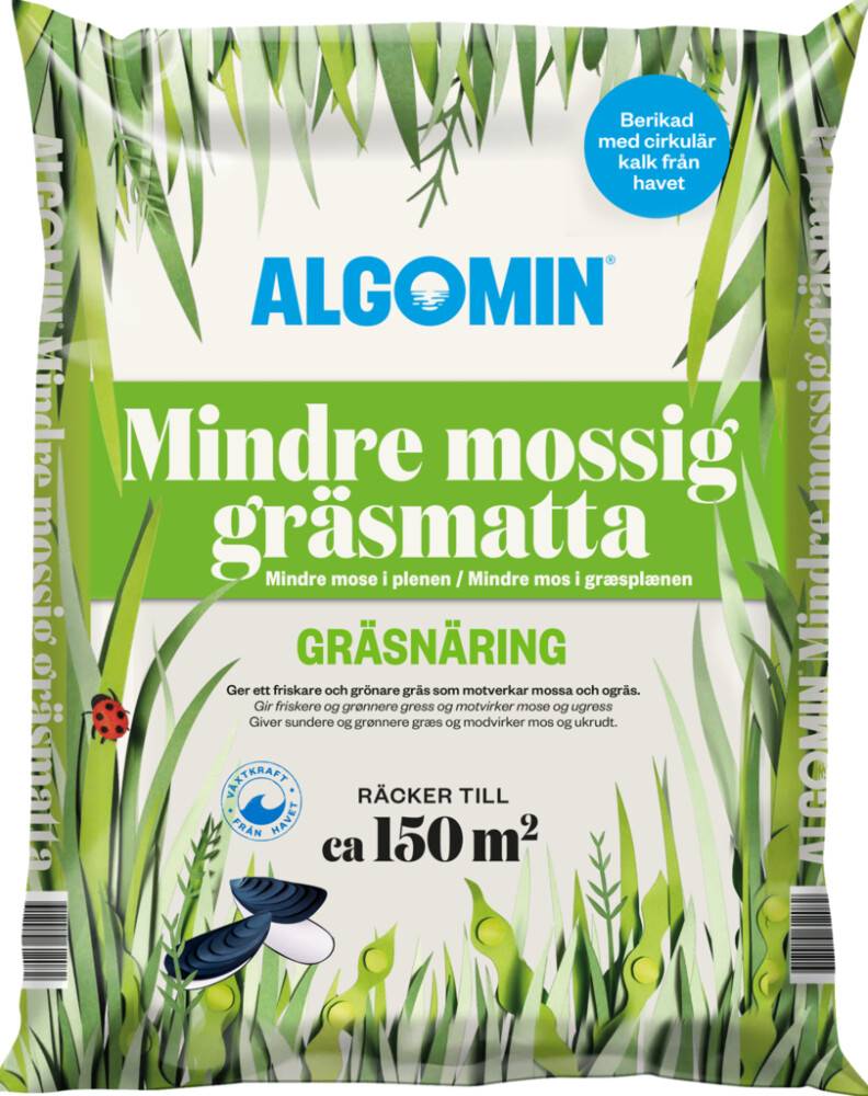 GRÄSNÄRING ALGOMIN MINDRE MOSSIG GRÄSMATTA 6,5KG