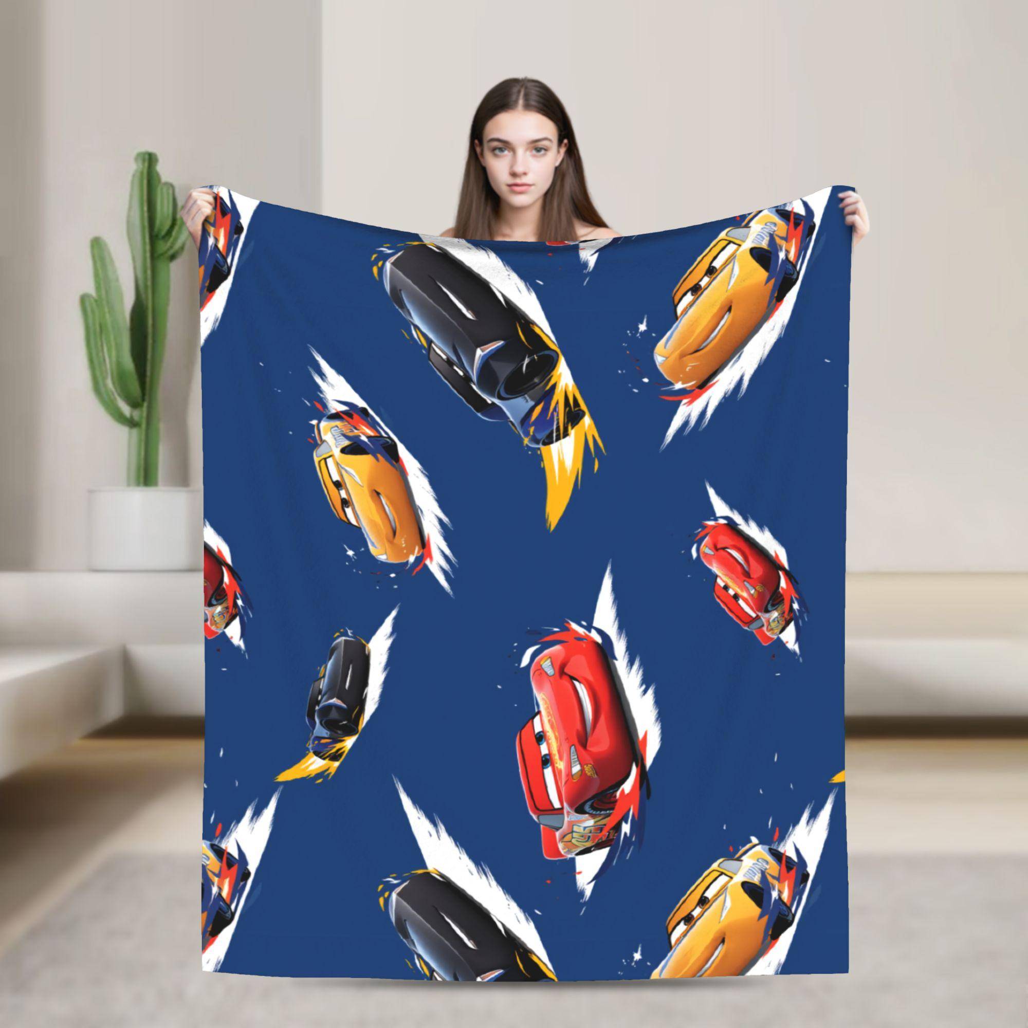 Blixten McQueen 95 Varma Filtar Flygresa Plyschkastfilt Mode Sovrum Flanell Sängöverkast Soffa Sängöverdrag