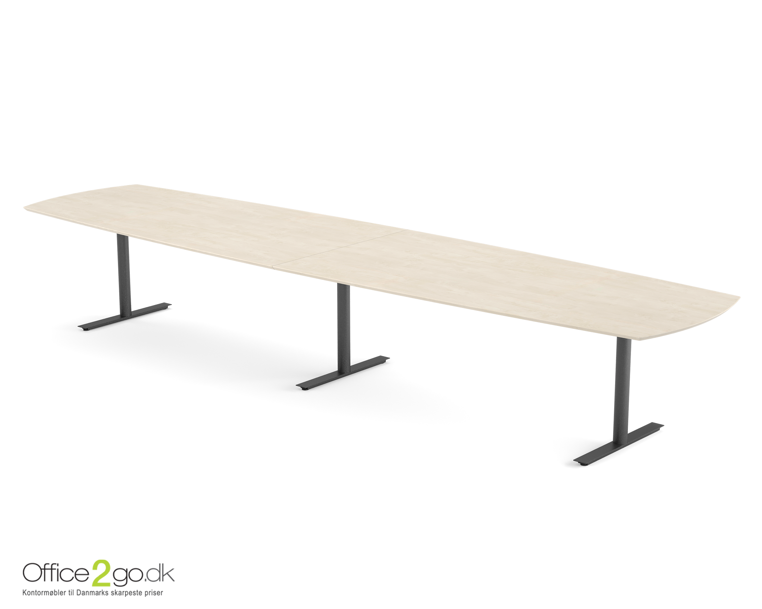 Inline mødebord (tøndeformet bordplade) - 440 cm - Sort