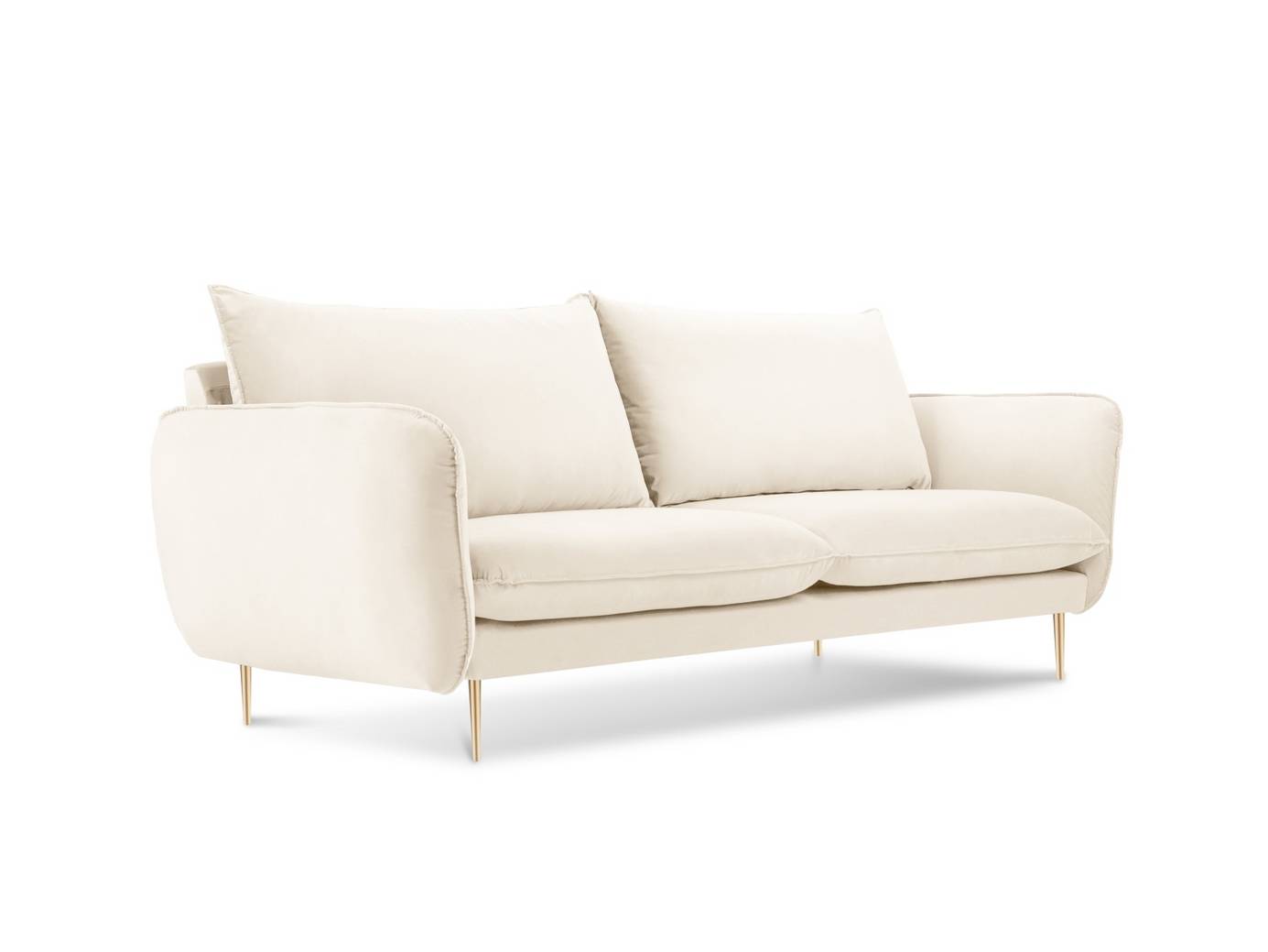 Cosmopolitan Design sammetssoffa, "Vienna", 2-sits, 160 × 92 × 95 cm, Bluvel, guldfärgade metallben