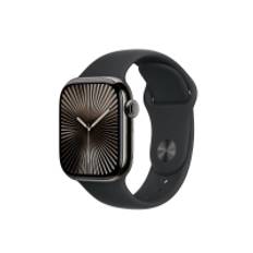 Apple Watch Series 10 (GPS + Cellular) - 42 mm - skiffer titan - smart klocka med sportband - fluoroelastomer - svart - bandstorlek: M/L - 64 GB - LTE, Wi-Fi 4, UWB, Bluetooth - 4G - 34.4 g