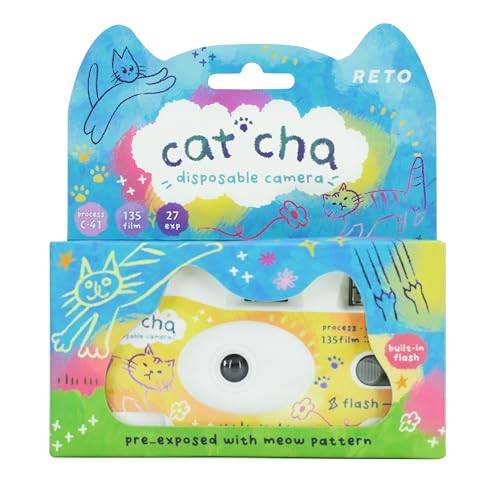 Retocolor Cat'cha 400 35mm Disposable Film Camera, 27EXP, ISO 400, Color Negative Film, Focus-Free, Easy to Use, Built-in Flash, Disposable (Film and