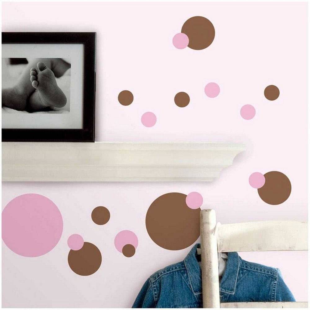 Roommates Wandtattoo Pink & Brown Dots