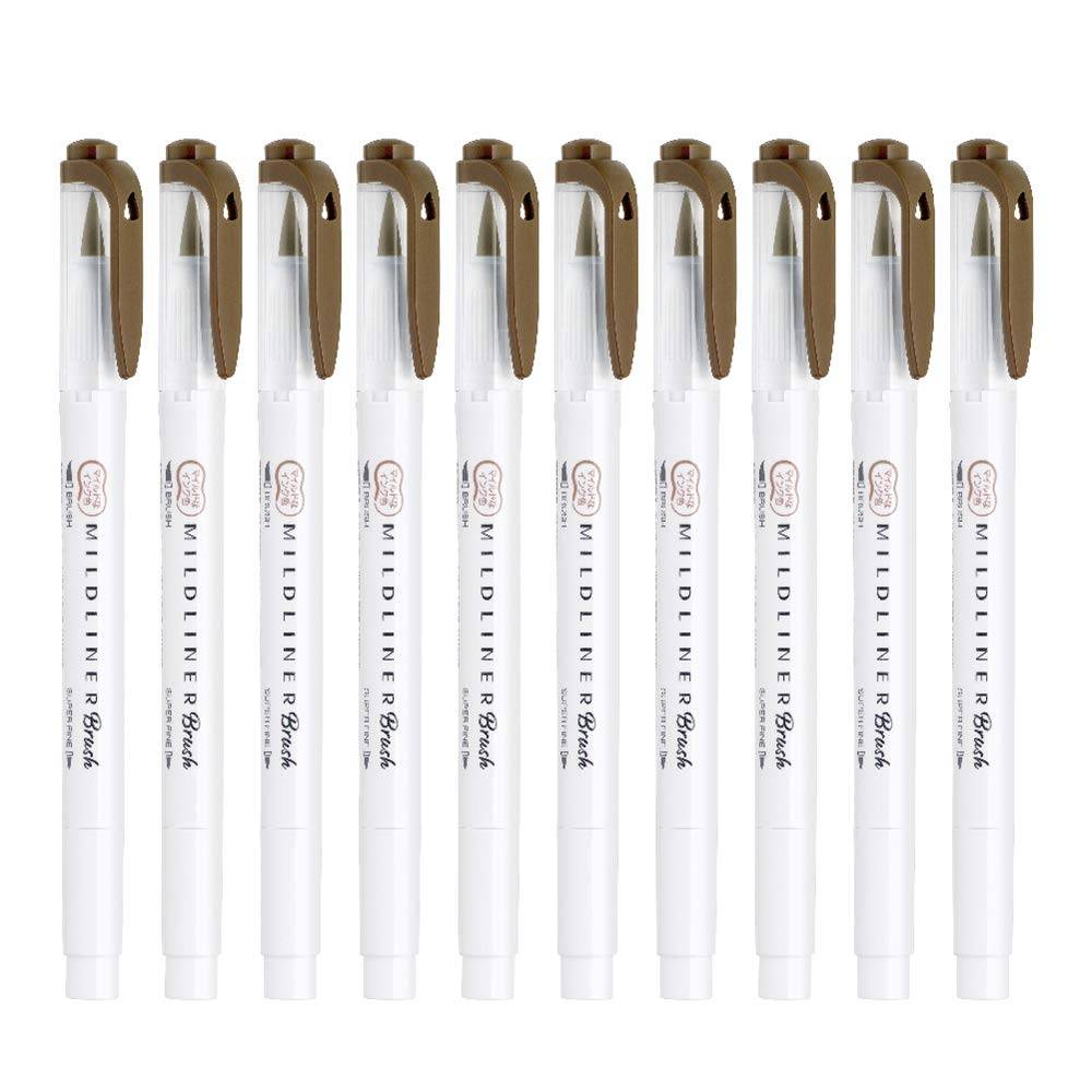 Zebra Mildliner Pensel Mild 10 Highlighters, Brun, Pennor, B-WFT8-ME