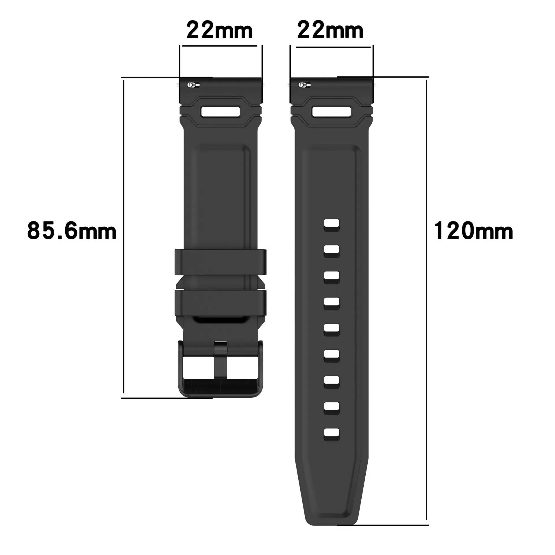 INF Silikonklockarmband 22mm - Kompatibelt med Redmi Watch 5 & Huawei Watch GT5/GT4 - Svart