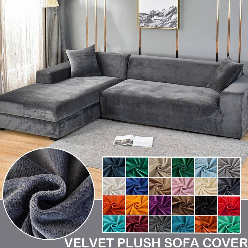 Sammetssofföverdrag Elastiskt tjockt L-format hörnsofföverdrag för vardagsrum 1/2/3/4 sits stretchöverdrag för soffa Soffa Fåtölj