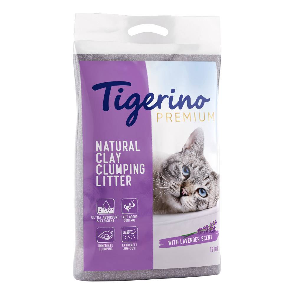 Tigerino Premium kattströ - Lavendel - Ekonomipack: 2 x 12 kg