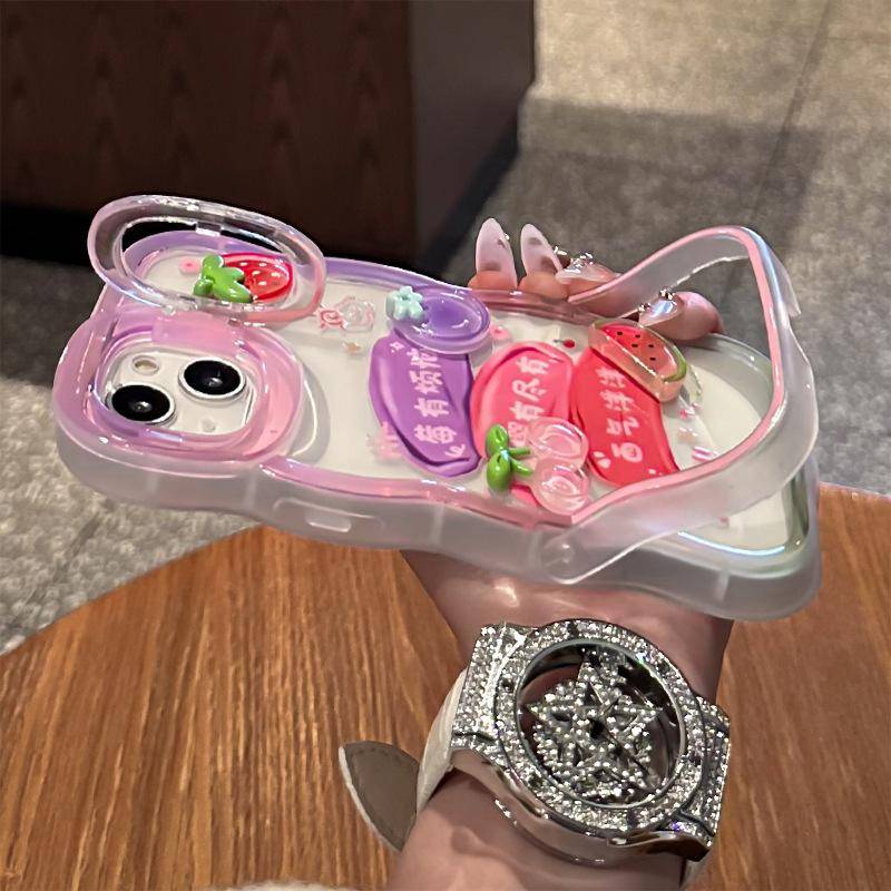 The Ins Berry Worry Figurine Is Compatible with Apple 16 Phone Case 15pro, Cute 14 Transparent 13 Stand 12 Silicone 11 Redmi K40/K40 Pro