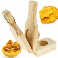 Wooden Tostonera Plantain Press With Handle Banana Smasher Maker Reusable Plantain Press Smasher Portable Plantain Press Easy Storage For Fried Plantains Chips And Tostones Cups 6.3*2.36*2.36in