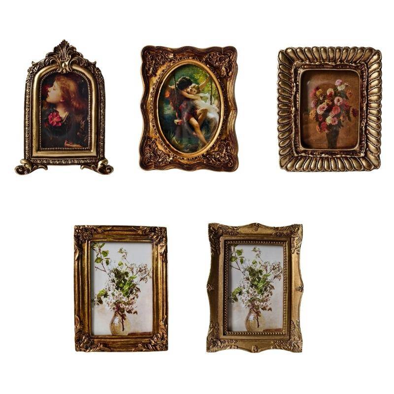 Antique Ornate Oval Photo Frame for Tabletop Wall Display,Retro Picture Frame,Decorative Photo Frame Home Decors