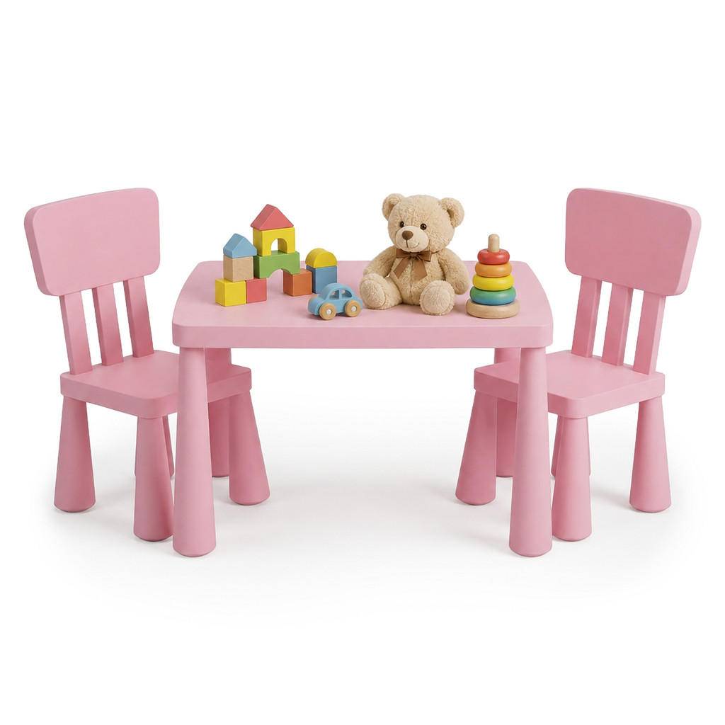 SET Rosa barnbord 2 stolar - Pink