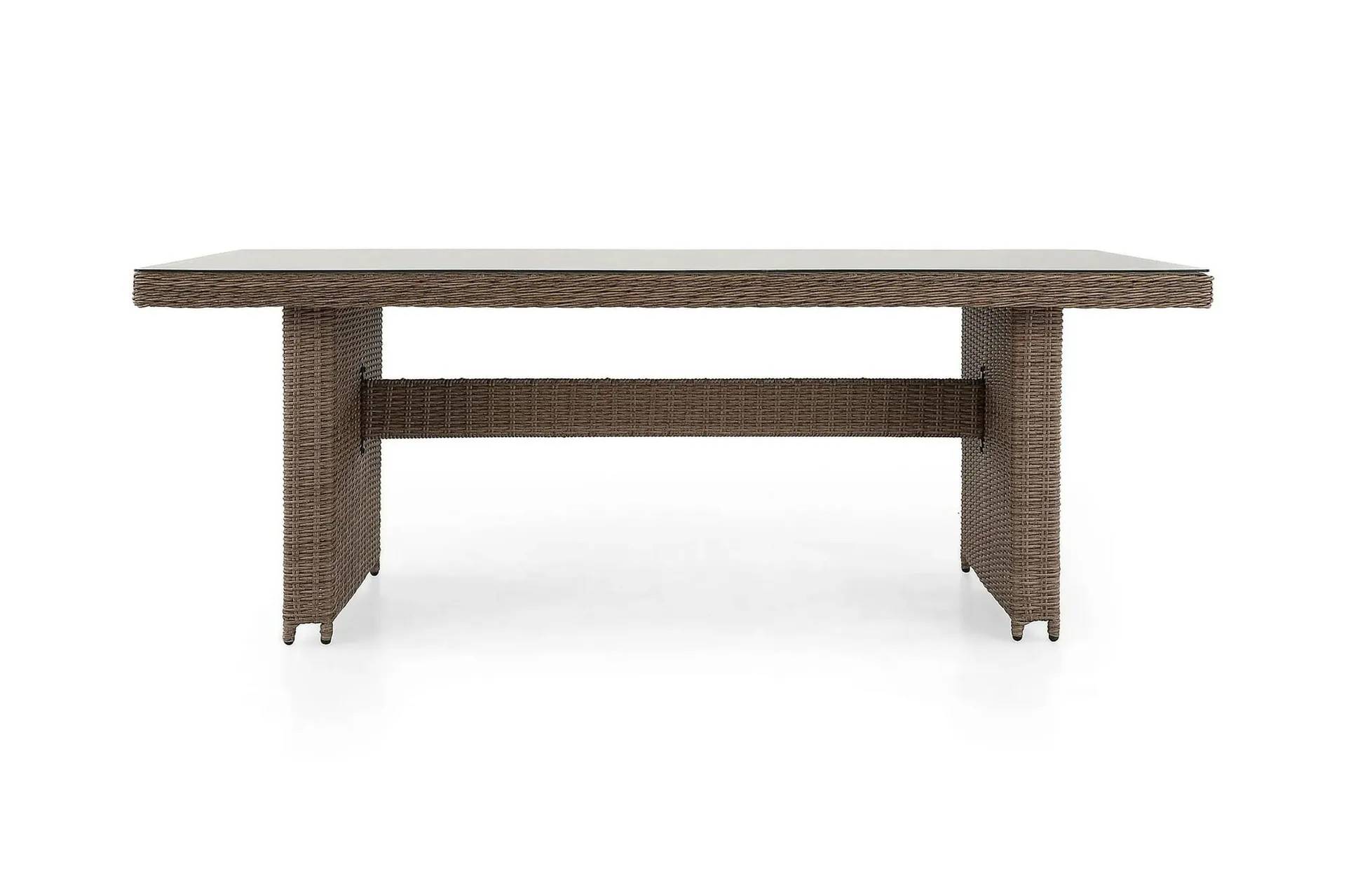 Marcus Rektangulärt Matbord utomhus 160x90 cm i konstrotting med glasskiva - Natur / Beige deNoord