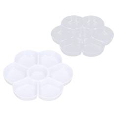 Palette 7 Holes Thickened Plastic Washable Plum Shaped Watercolor Palette Box for Studio Painting