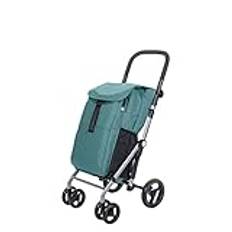 Carlett – Pack Classic Duo | hopfällbar shoppingvagn | 4 hjul | kapacitet 25 kg | 53 l huvudficka, 10 l termoväska och bakficka | Färg grön