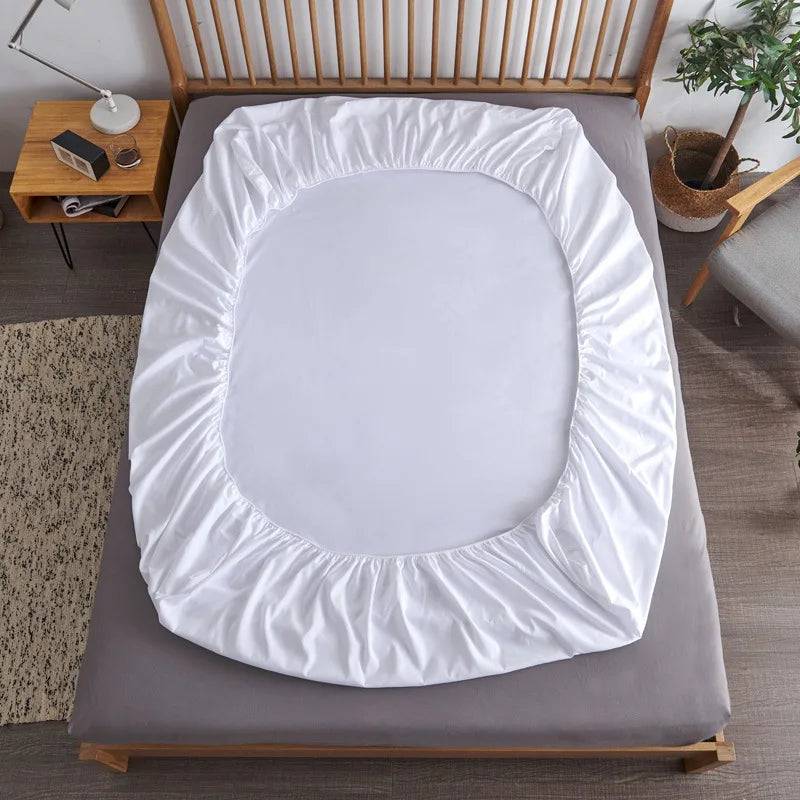 Cotton Fitted Sheet with Elastic Bands Non Slip Adjustable Mattress Covers - white / 100x200cmx10cm