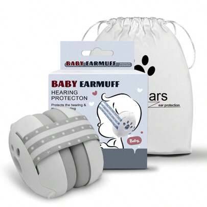 Babys hörlurar för hörselskydd för småbarn som lär sig gå, bullerreducering, förhindrar hörselnedsättning och förbättrar sömnen Baby shower Familjens - Ljusgrå (En-Storlek)