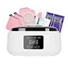 Forever Speed paraffinbad för händer och fötter, set 3 400 ml vaxbad, paraffinbad set för torrt grovt hem med 900 g paraffinvax temperaturdisplay 200 W tillbehör, bra spa gåva, vit