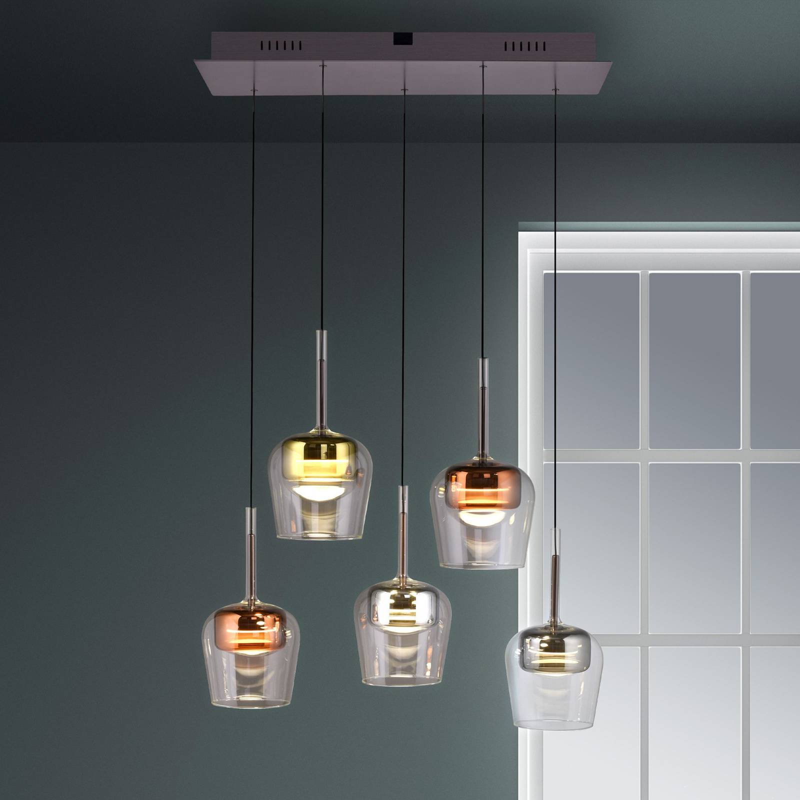 Q-Smart-Home Smart pendellampa Q-Kon, dimbar, Multifärgad, Vardagsrum / matsal, Glas, Modern, Smarta hem pendellampa