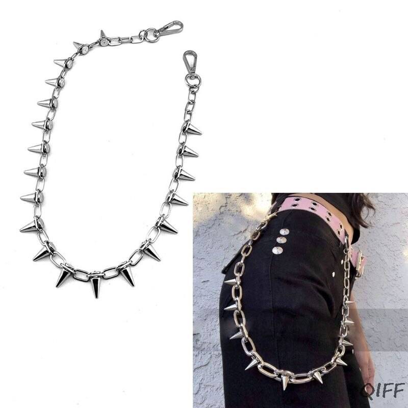 Punk spike jeans byxor kedja säker resor plånbok kedja länk spole koppel smycken
