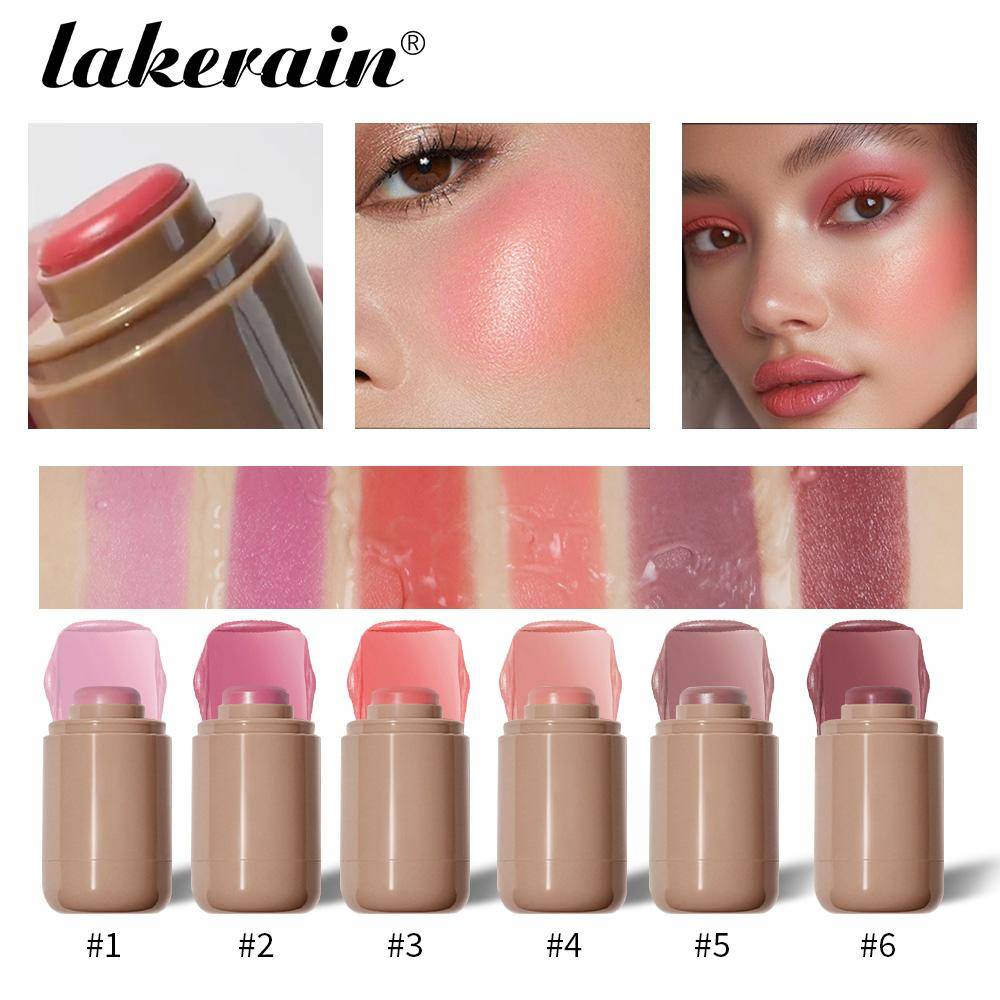 Lakerain 3-i-1 Kind- och Läppfärg Fuktig Rouge-stick Vattentät Lättfärgad Rouge Silkeslen Smidig Rougekräm Matt Kontur Smink