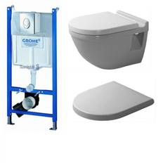 Duravit Starck 3 RIMless toiletpakke inkl. cisterne, krom betjening og toiletsæde m/soft-close