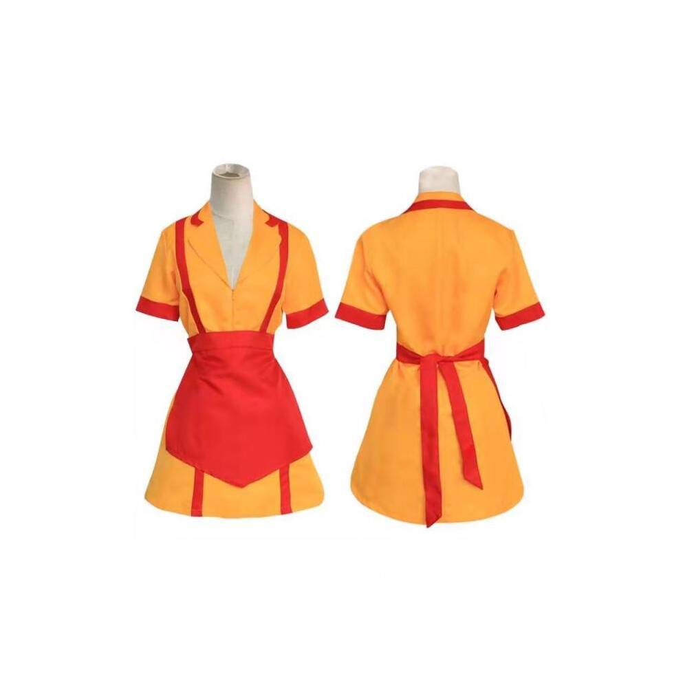(yellow, S) Broke Girls Halloween Cosplay Costume Bar Fast Food Maid Work Uniform Performance Outfit for Women