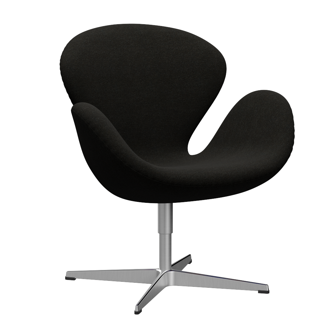 3320 Svanen loungestol, stel i børstet aluminium af Arne Jacobsen Hallingdal - 376 Brown/Dark Grey - Jacobsen Plus