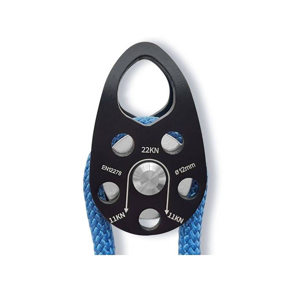 Rock Climbing Pulley Aluminum Alloy 22KN Light-Weight Portable Heavy Duty Single Fixed Swing Pulley Black