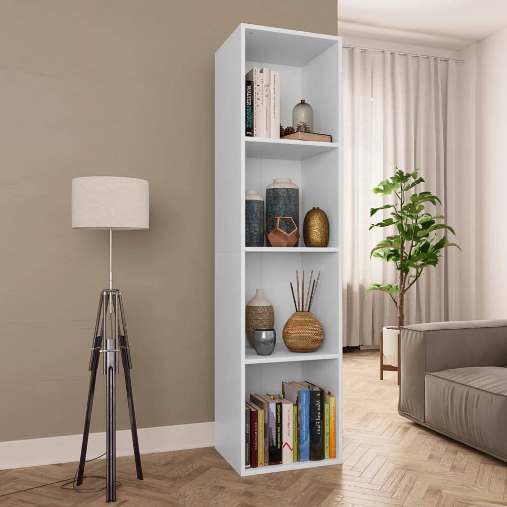 Bogreol/TV-Bord Konstrueret Træ - Hvid / 36 x 30 x 143 cm