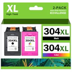 ECHALLENGE 304XL 304 XL patronen für HP 304 Druckerpatronen Ersatz Multipack HP für Envy 5030 5032 5000 DeskJet 2600 2620 2630 3750 3760 5010 5032 3720 5020 3762 2633 3730 (1Schwarz 1Farbe,2-Pack)