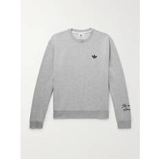 adidas Originals - Wales Bonner Logo-Flocked Cotton-Blend Jersey Sweatshirt - Men - Gray - XS