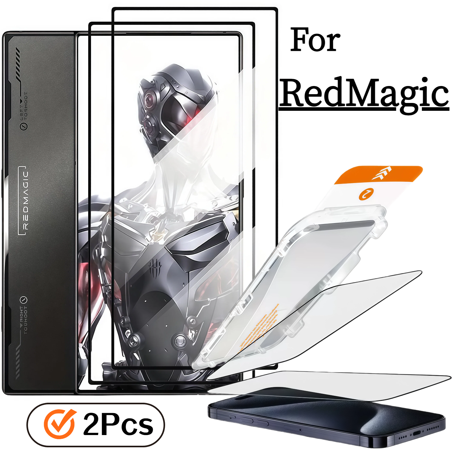 2Pcs Screen Protector Full Coverage Edge to Edge for ZTE Nubia Redmagic Models 8/8S/9/9S/10/10S/11Pro plus 9H Tempered Glass