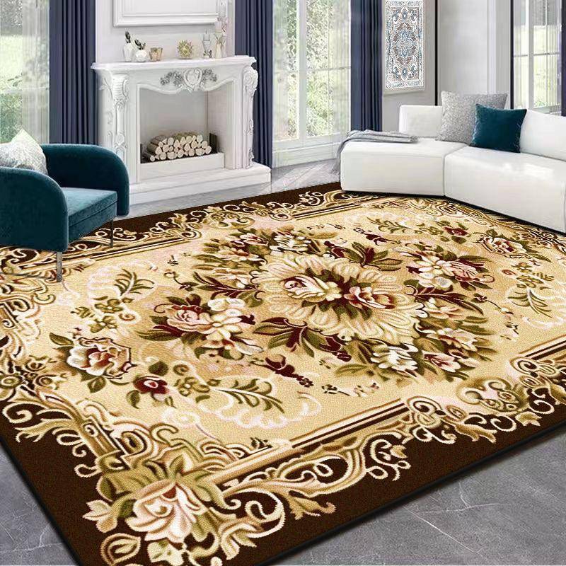 Europeisk Stil Guldiga Stora Vardagsrumsmattor Lyxdekoration Tvättbar Plysch Sovrumsmatta Lounge Tatami Halkfri Golvmatta 160*230cm