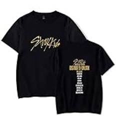 Stray Kids T-shirt KPOP District 9: Unlock kortärmad Changbin Hyunjin Felix Seungmin Jeongin Jisung Minho Woojin BangChan t-shirt sommarklänning t-shirt casual mode män och kvinnor, Svart4, XS