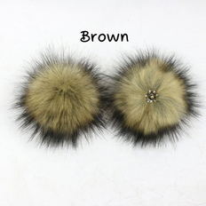 Pompon / Kvast m. knap 12cm Garn-universet - Brown