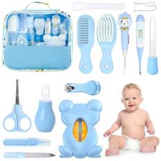 HyAdierTech Baby Care Set, 13-delat babyvårdsset för baby daglig vård baby hälsovård kit med termometer nässugare pipett feeder nagelhårset, fingertandborste näspincett