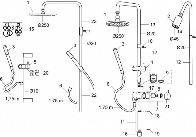 Reservdelar Mora One Shower system,Gliddel, takdusch