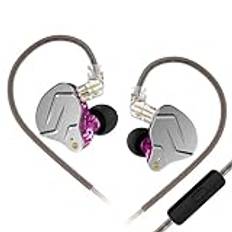 Yinyoo KZ ZSN Pro Earbuds Nya 1DD 1BA HiFi Monitor Hörlurar Brusreducerande trådbundna hörlurar Balanced Armature Dynamic Driver Hybridhörlurar med mikrofoner (lila mikrofon)