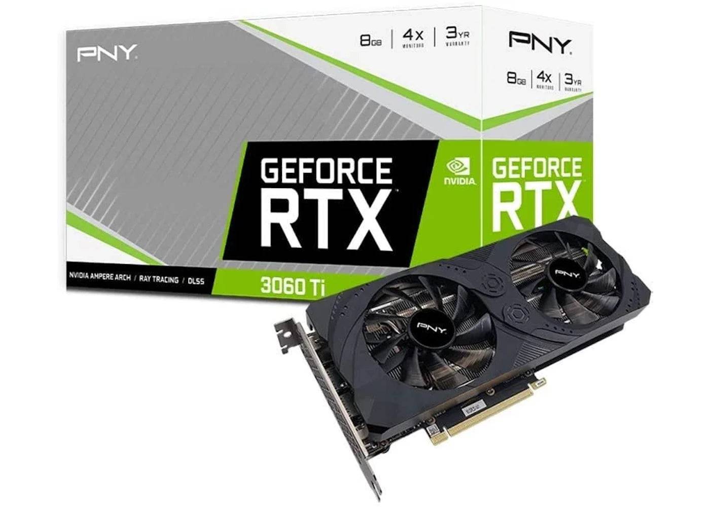 NVIDIA PNY GeForce RTX 3060 Ti UPRISING Dual Fan 8GB LHR Graphics Card (VCG3060T8LDFMPB) - One Size (One Size)