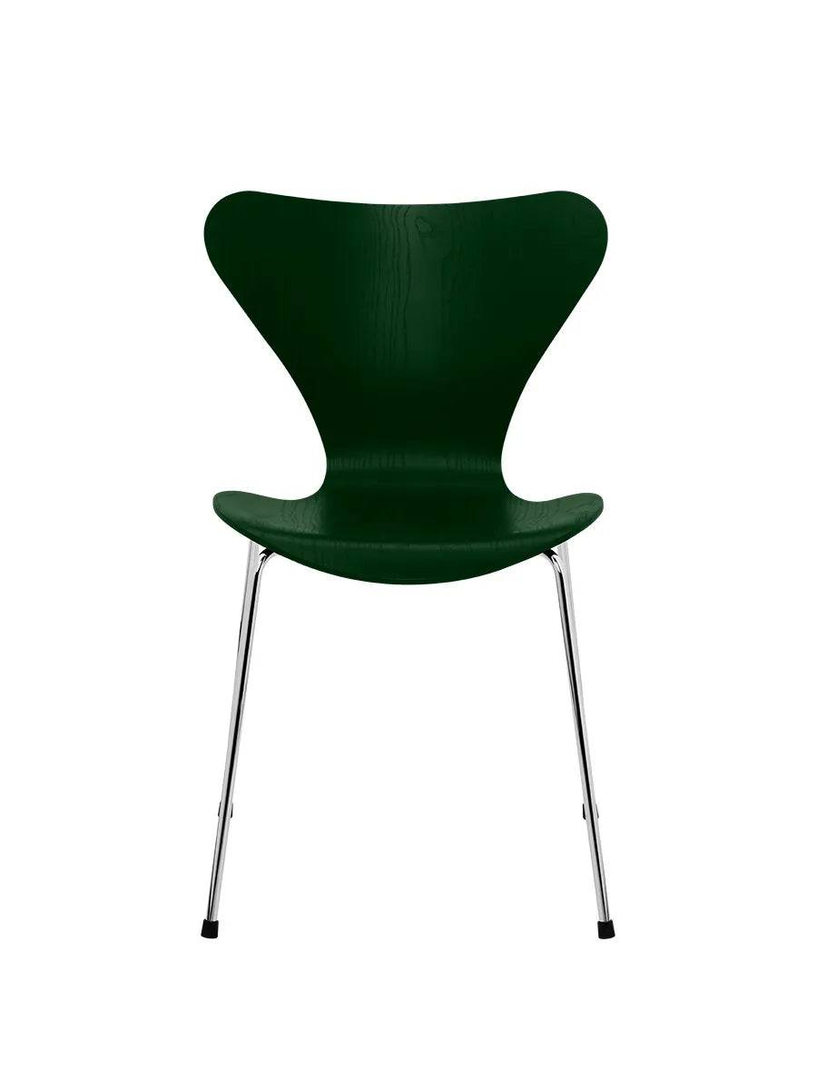 3107 Serie 7 stol i farvet ask af Arne Jacobsen Evergreen / Krom - Jacobsen Plus