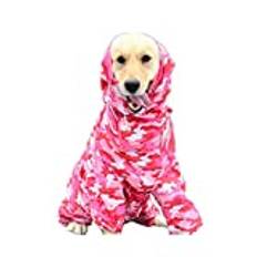 beautyhe Hundregnrock vattentålig hund regnrockar mode kamouflage vattentät huva poncho hund regnrock med ben fyra ben regnutrustning jumpsuit för regn utomhus jakt 33, röd