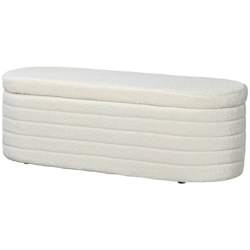 Sittbänk förvaringsutrymme teddy fleece 116x41x40,5cm